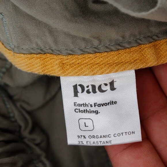 pact pants men's large drawstring flat front green 30x31 organic cotton blend - Picture 11 of 12